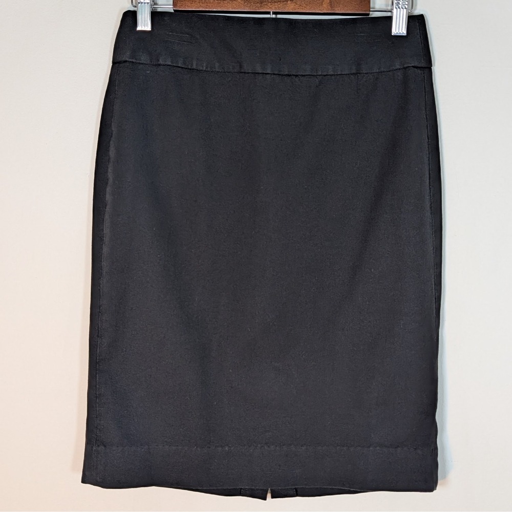 Banana Republic Black Stretch Cotton Blend Pencil Skirt Size 2 Office Workwear